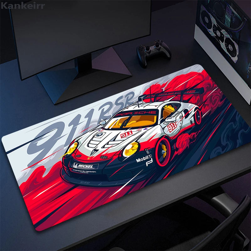 Tapis de souris XXL - 10 design différents ( Porsche 911, mini, Tesla model 3, BRZ, AMG, Supra, GTR, Mustang, BMW) - antidérapant
